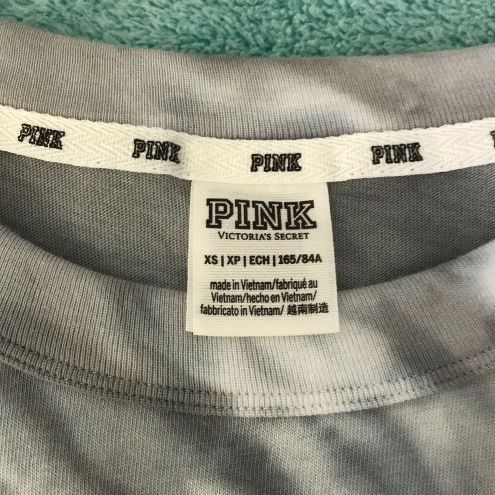 VS PINK Tie-Dye Soft T-Shirt Gray/White - Picture 3 of 4